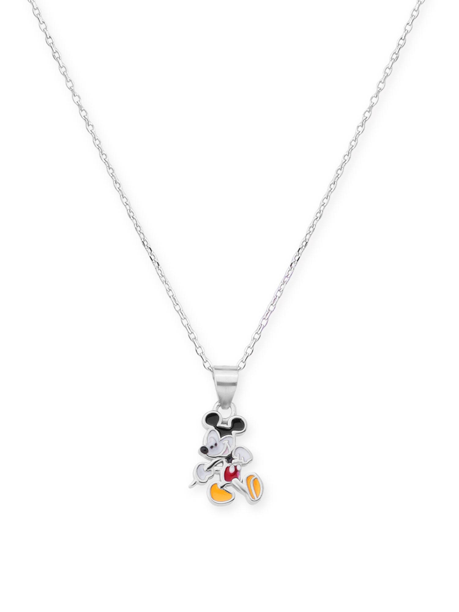 Close‑up of SIJA 925 silver Classic Mickey Mouse Necklace showing Mickey pendant detailing and handcrafted sterling silver design
