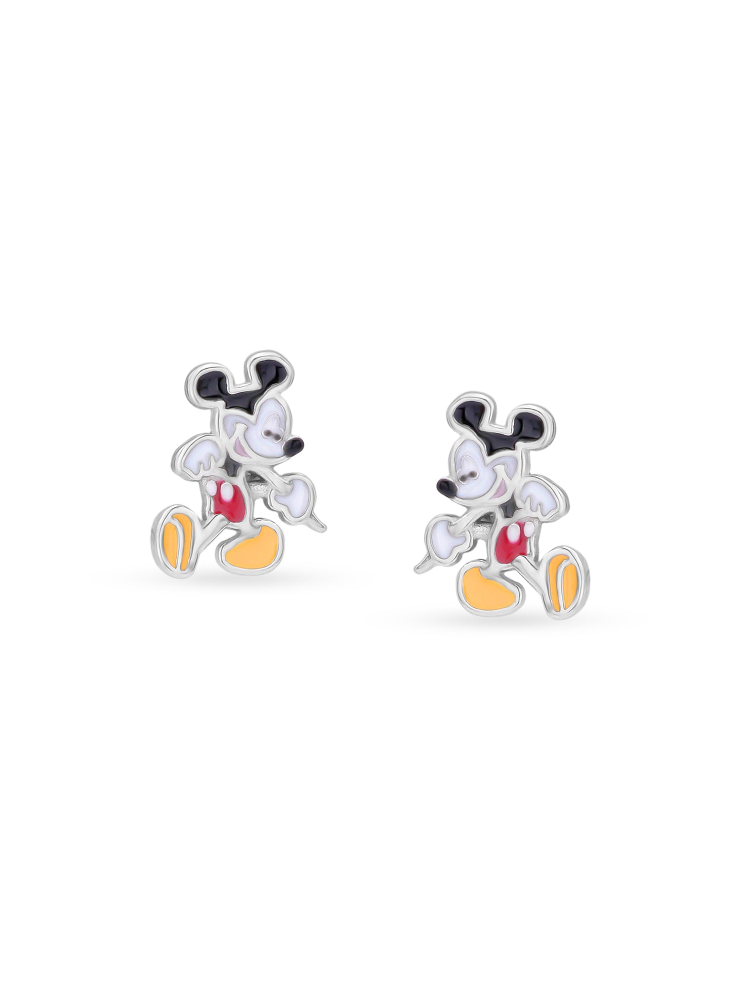 Detailed view of SIJA 925 silver Classic Mickey Mouse Earrings highlighting intricate sterling silver finish and ornamental craftsmanship