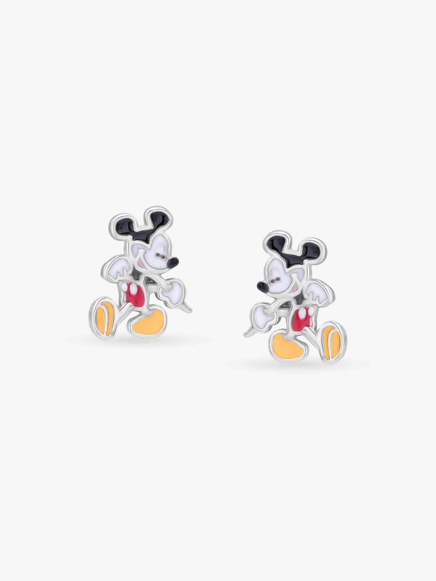 Detailed view of SIJA 925 silver Classic Mickey Mouse Earrings highlighting intricate sterling silver finish and ornamental craftsmanship