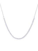 Detailed close up of SIJA Classic Tennis Necklace showing sparkling white zircon stones with premium silver craftsmanship
