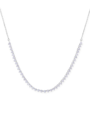 Detailed close up of SIJA Classic Tennis Necklace showing sparkling white zircon stones with premium silver craftsmanship
