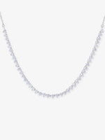Detailed close up of SIJA Classic Tennis Necklace showing sparkling white zircon stones with premium silver craftsmanship