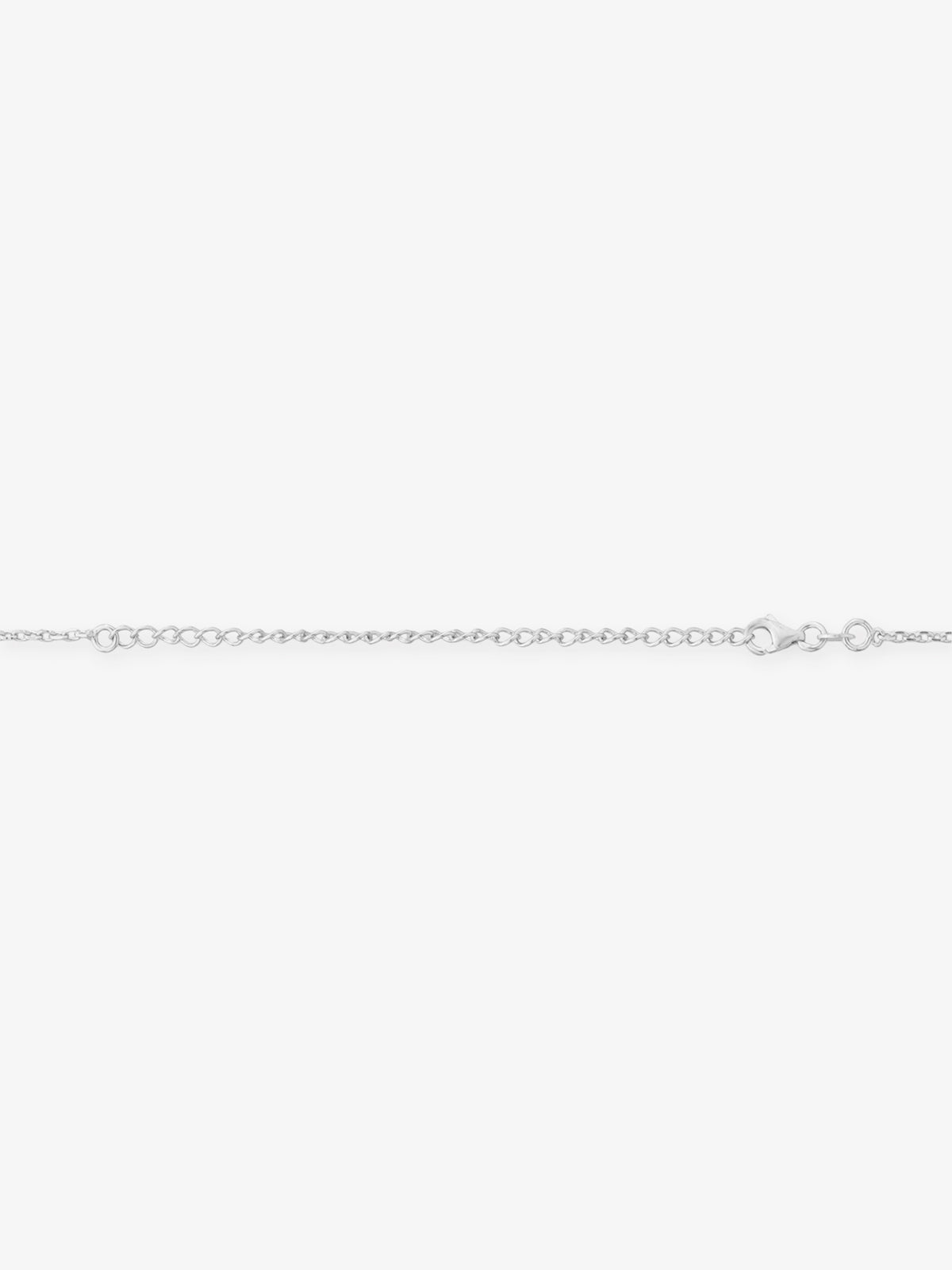 Side view of SIJA 925 Silver Classic Tennis Necklace highlighting sleek silver setting with continuous tennis stone charm