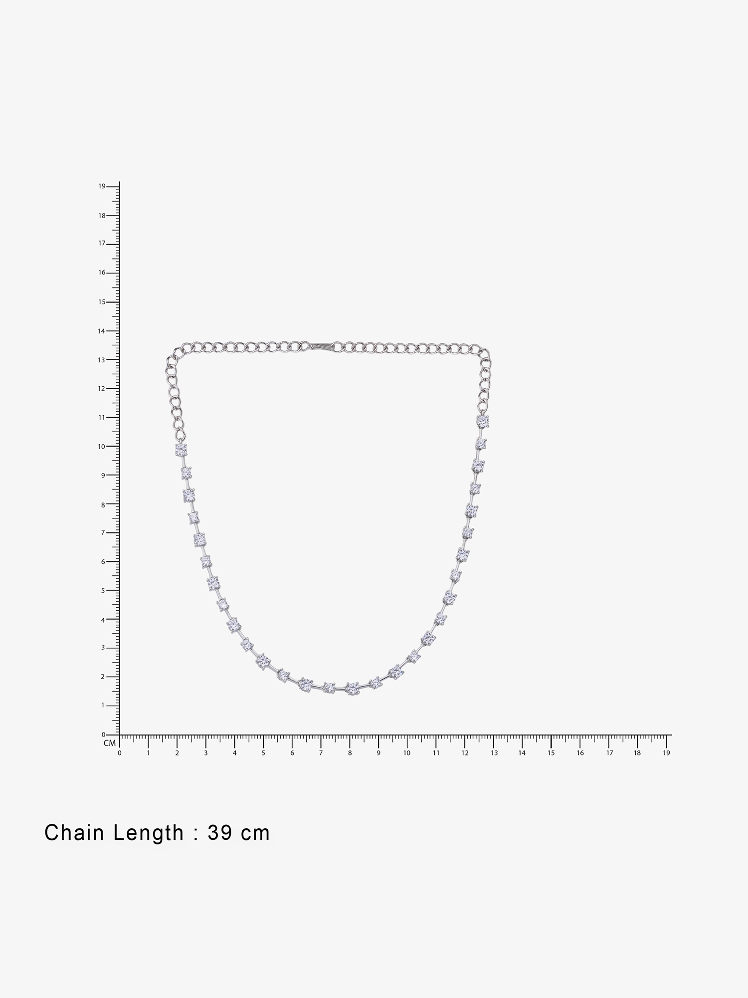 Side profile of SIJA 925 silver Classic White Stone Necklace showing polished edges and durable sterling silver construction
