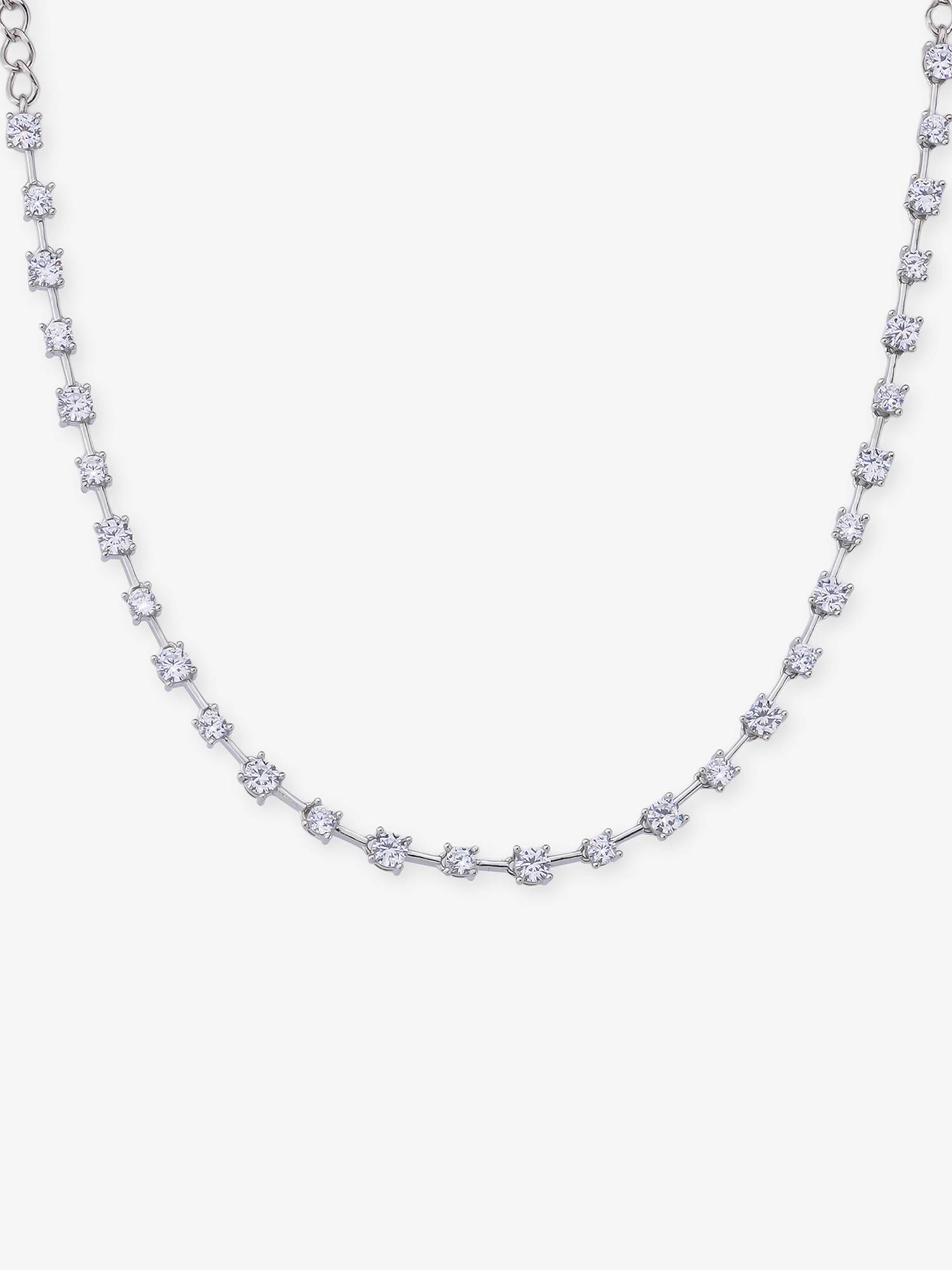 Close‑up of SIJA 925 silver Classic White Stone Necklace showing white stone detailing and handcrafted sterling silver design