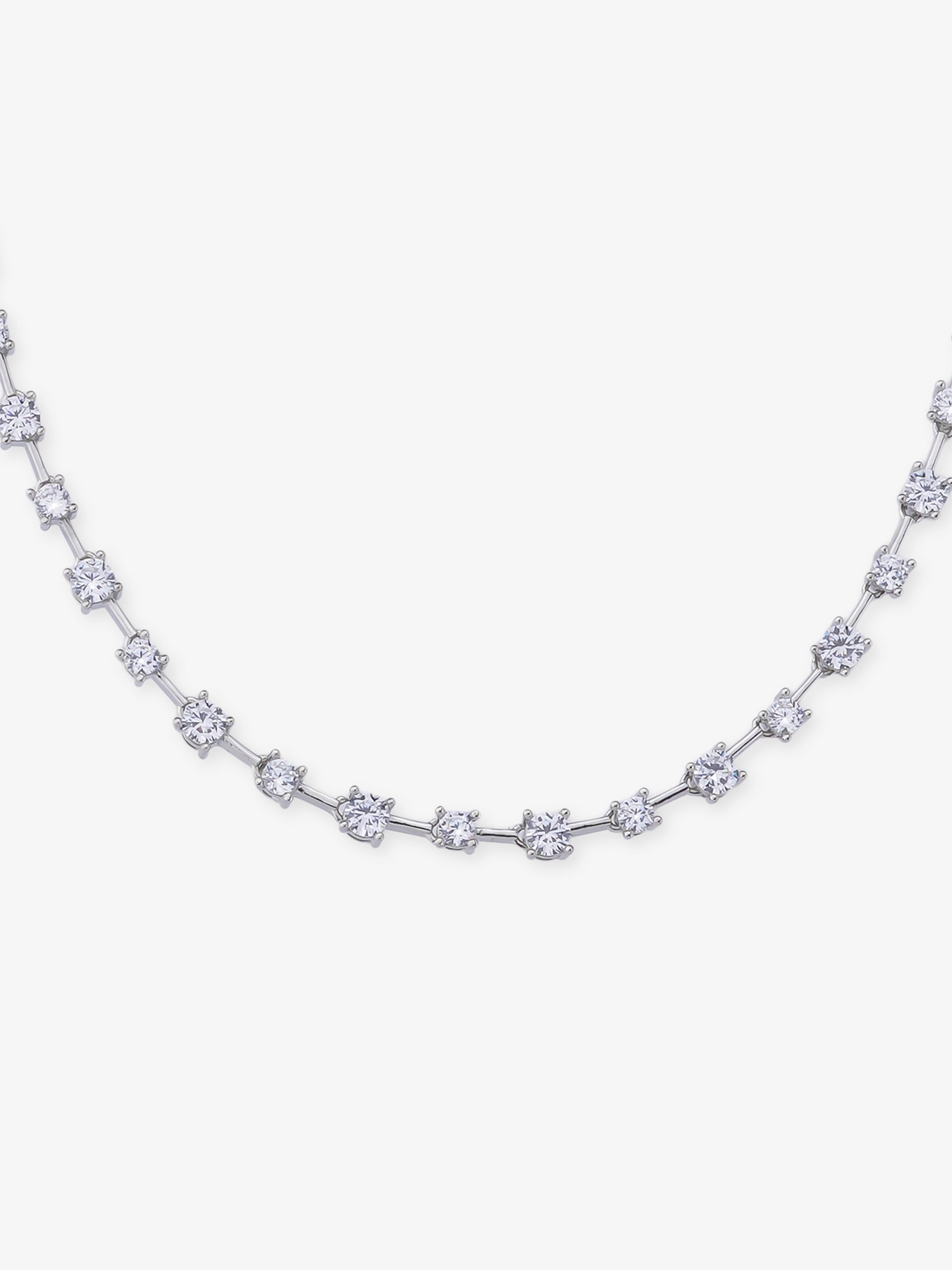 Close‑up of SIJA 925 silver Classic White Stone Necklace showing white stone detailing and handcrafted sterling silver design