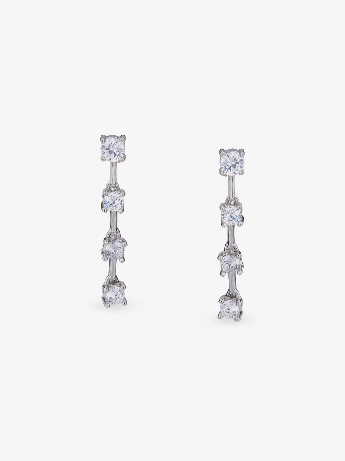 Detailed view of SIJA 925 silver Classic White Stone Earrings highlighting intricate sterling silver finish and ornamental craftsmanship