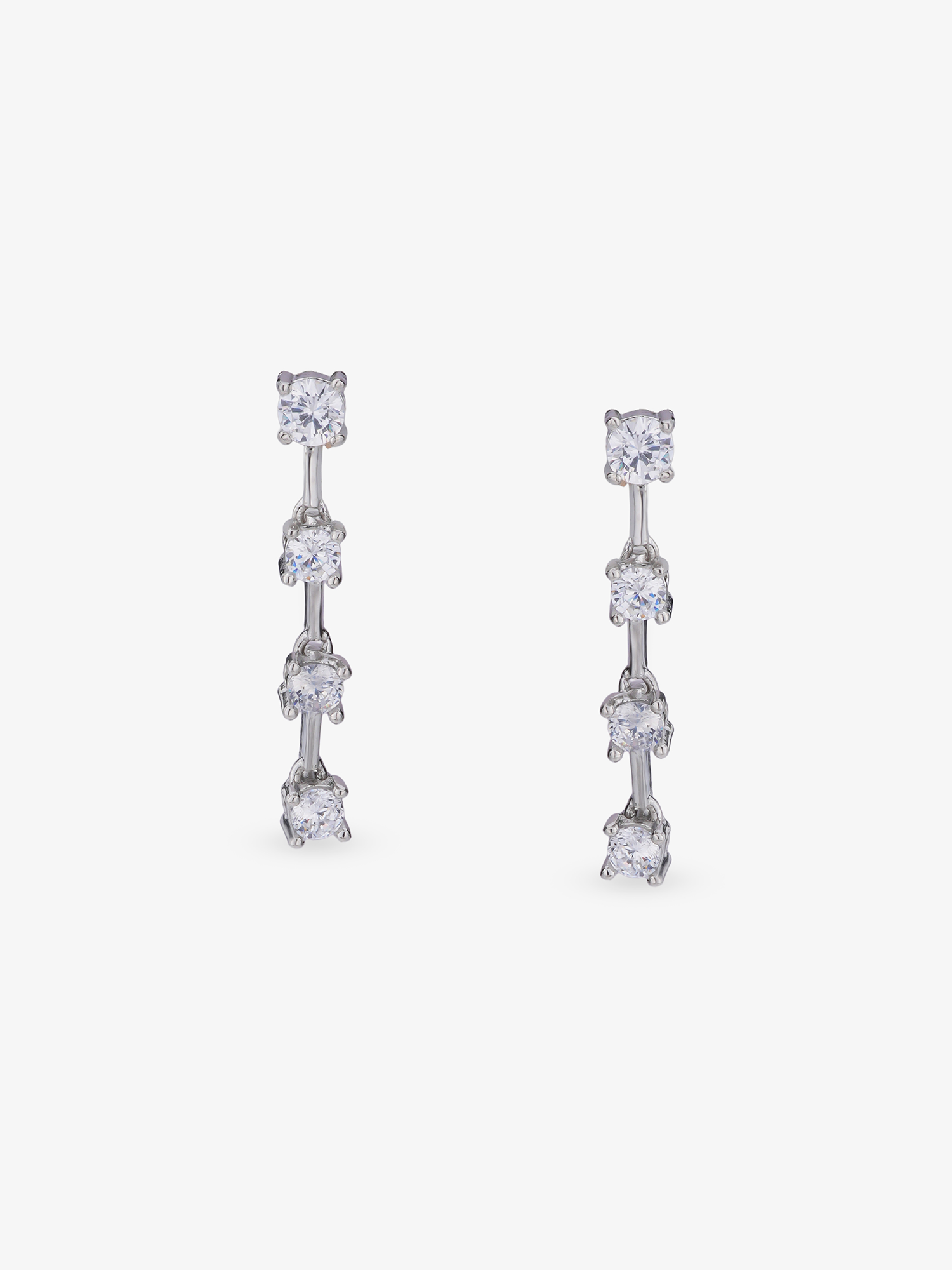 Detailed view of SIJA 925 silver Classic White Stone Earrings highlighting intricate sterling silver finish and ornamental craftsmanship