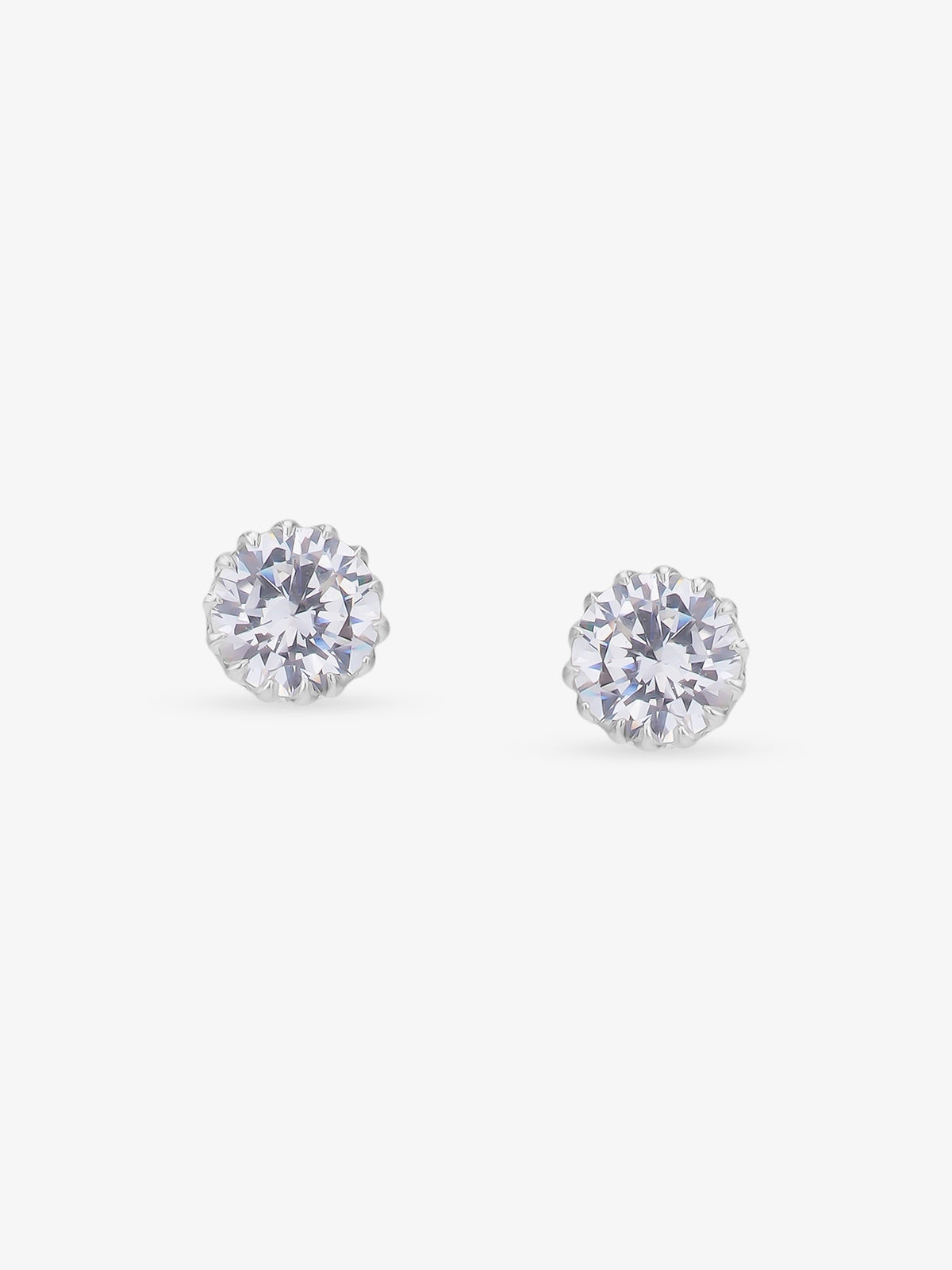 IJA 925 Silver Classic White Stone Stud elegant sterling silver womens jewellery accessory front view