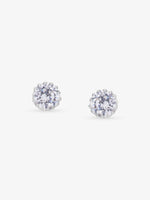 IJA 925 Silver Classic White Stone Stud elegant sterling silver womens jewellery accessory front view