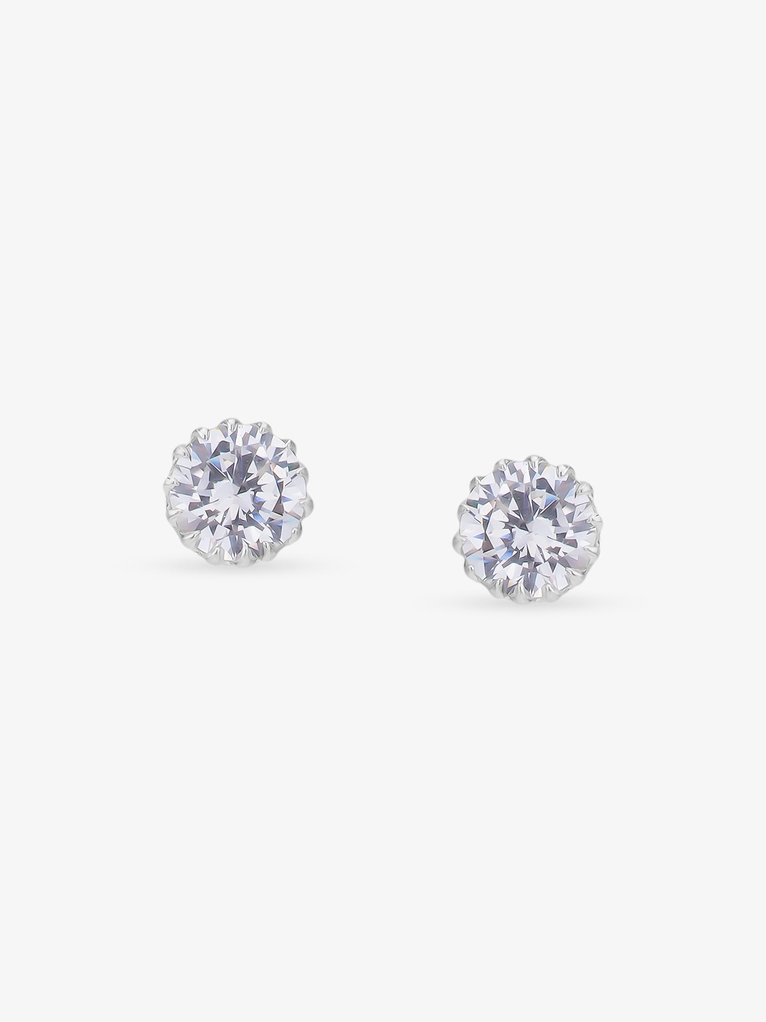 IJA 925 Silver Classic White Stone Stud elegant sterling silver womens jewellery accessory front view