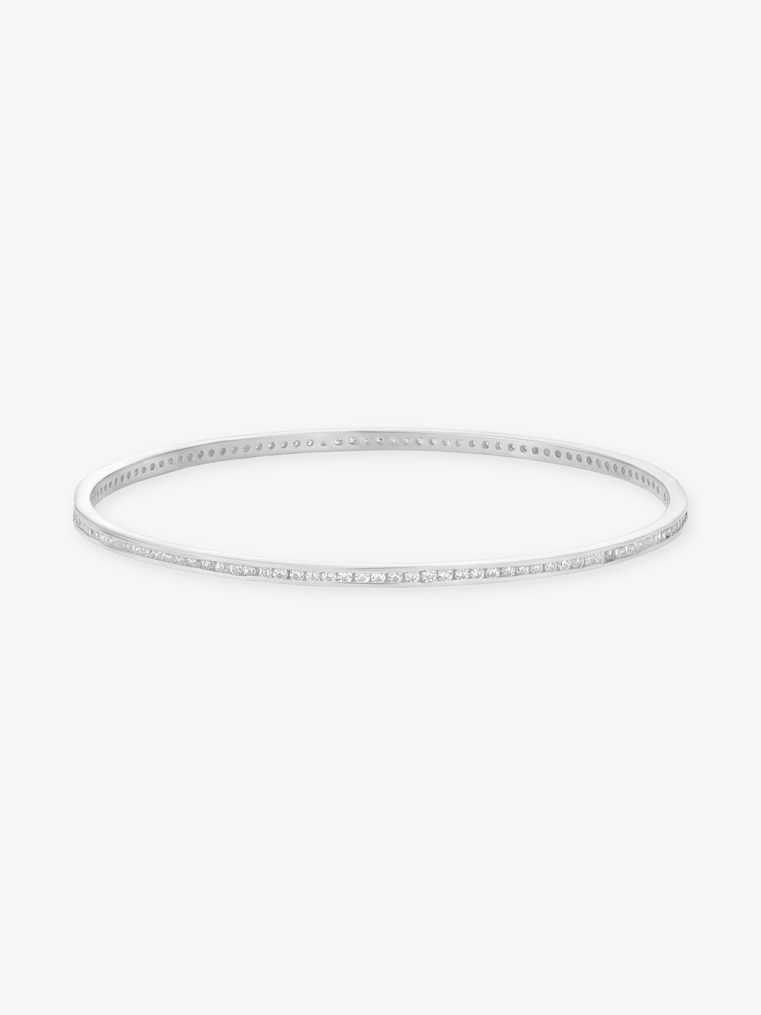 Silver Classic White stone Bangle