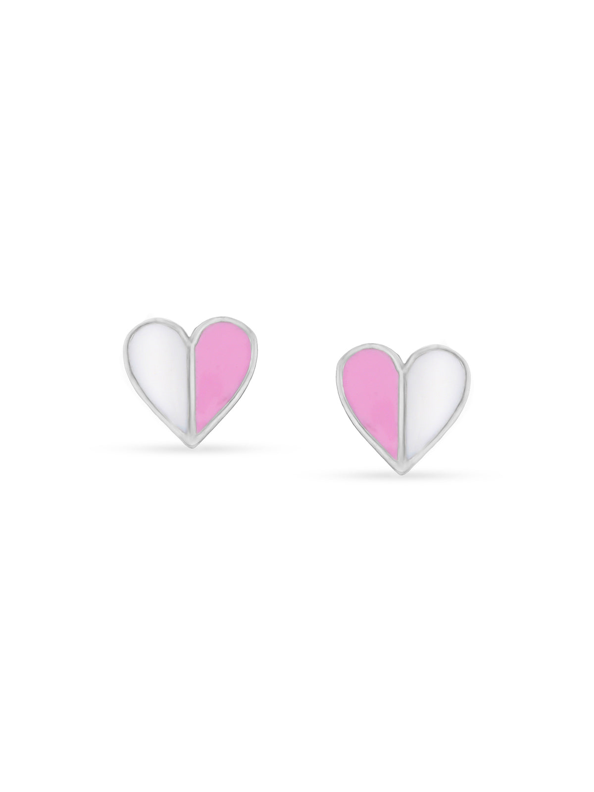 Detailed view of SIJA 925 Silver Classic Dual Tone Heart Stud highlighting ornamental finish polished sterling silver craftsmanship delicate heart motif