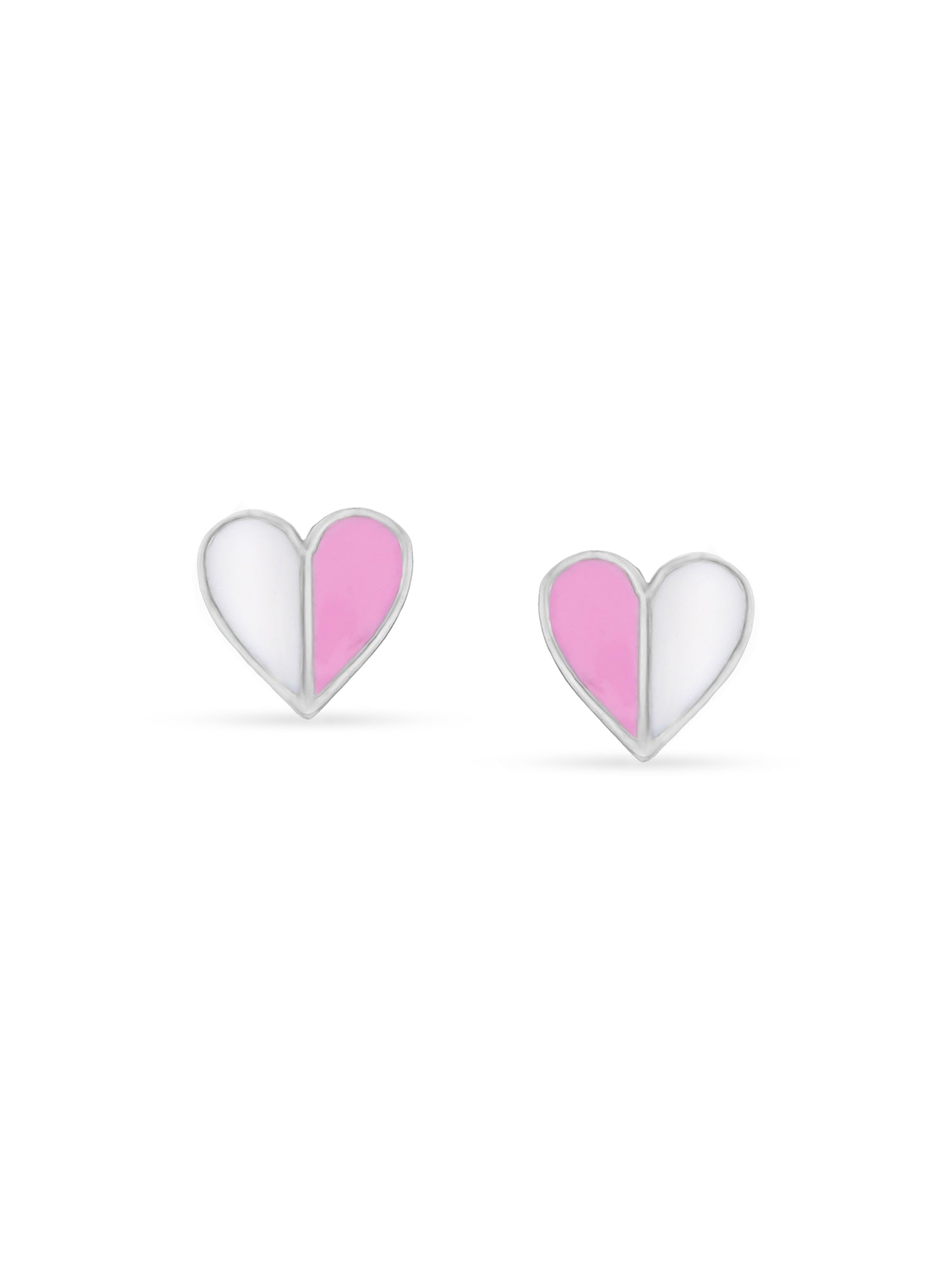 Detailed view of SIJA 925 Silver Classic Dual Tone Heart Stud highlighting ornamental finish polished sterling silver craftsmanship delicate heart motif