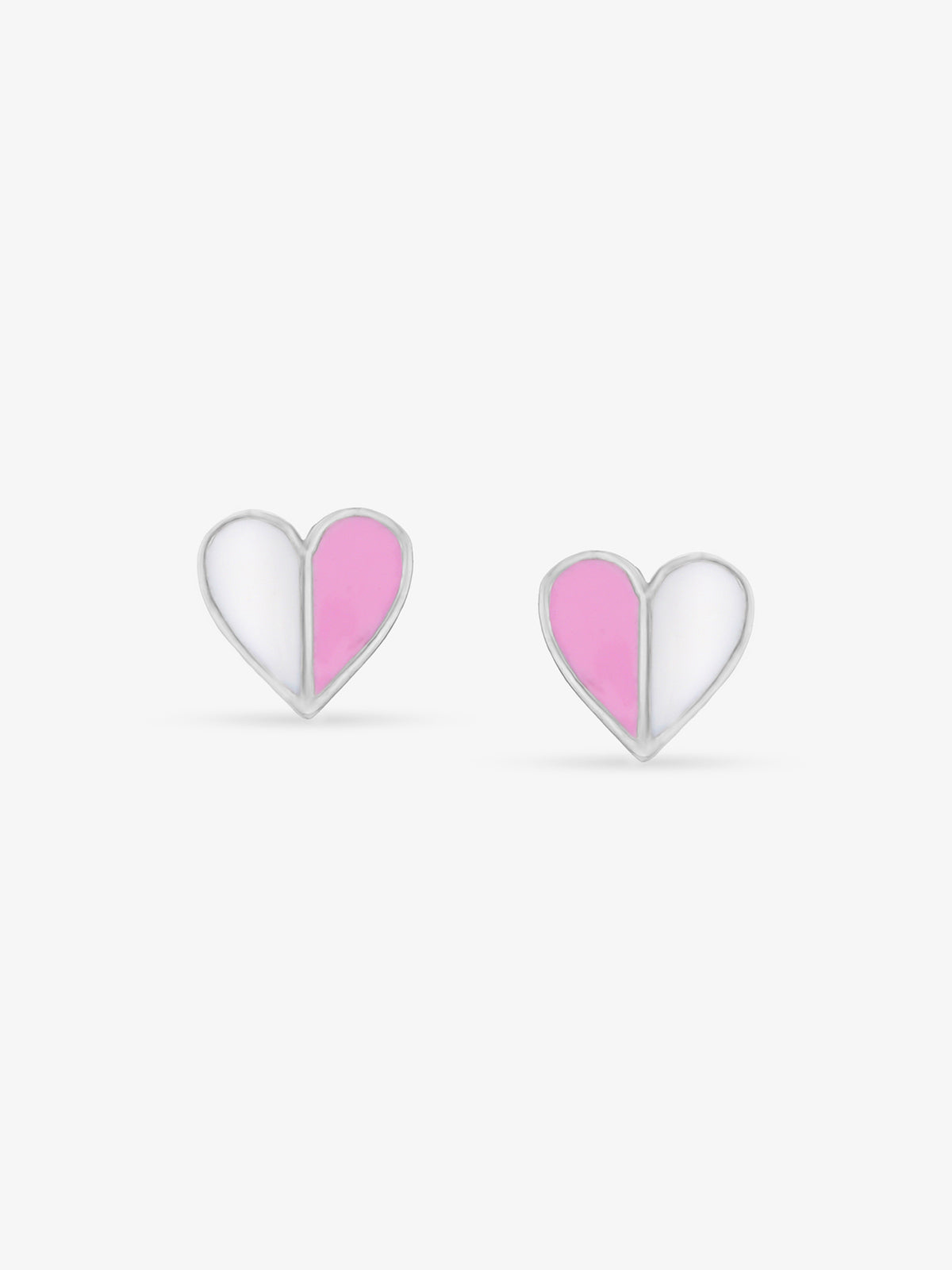 SIJA 925 Silver Classic Dual Tone Heart Stud sterling silver jewellery elegant heart design full front hero view accessory