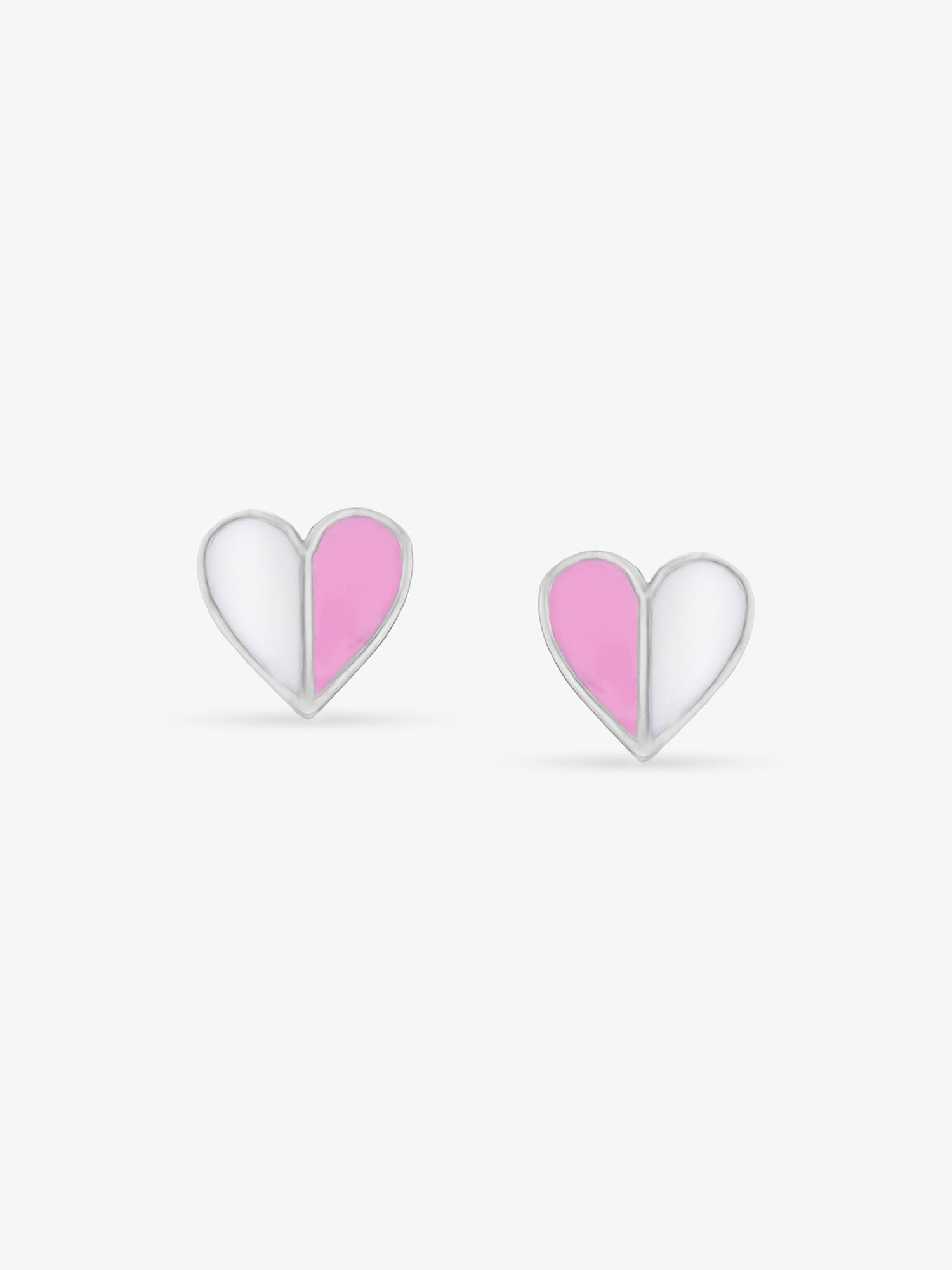 SIJA 925 Silver Classic Dual Tone Heart Stud sterling silver jewellery elegant heart design full front hero view accessory