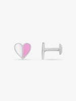 Side profile of SIJA 925 Silver Classic Dual Tone Heart Stud sterling silver jewellery elegant accessory durable construction polished edges