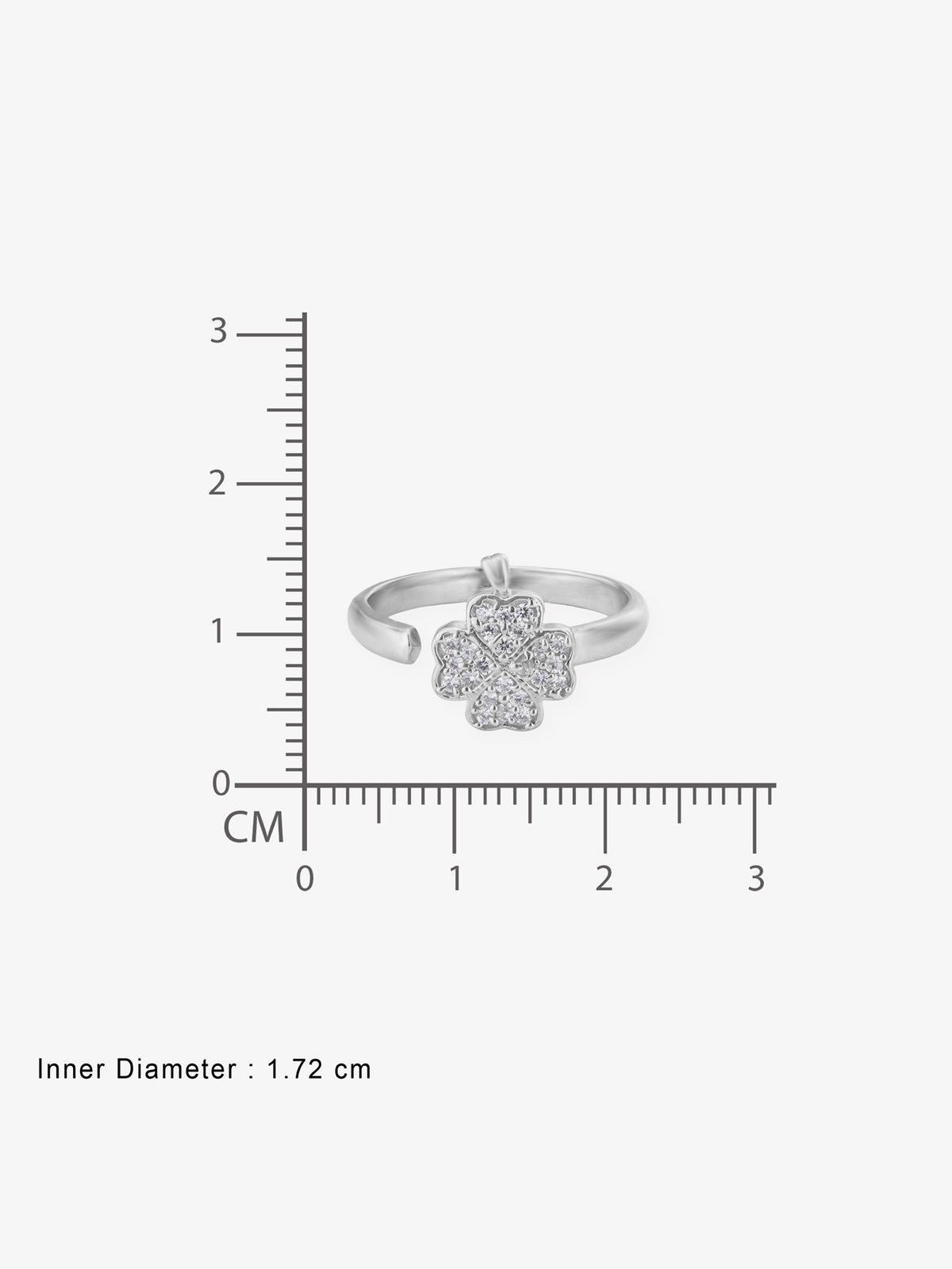 Reverse view of SIJA Clover Bloom Toe Ring showing BIS 925 hallmark certified sterling silver jewellery made in India