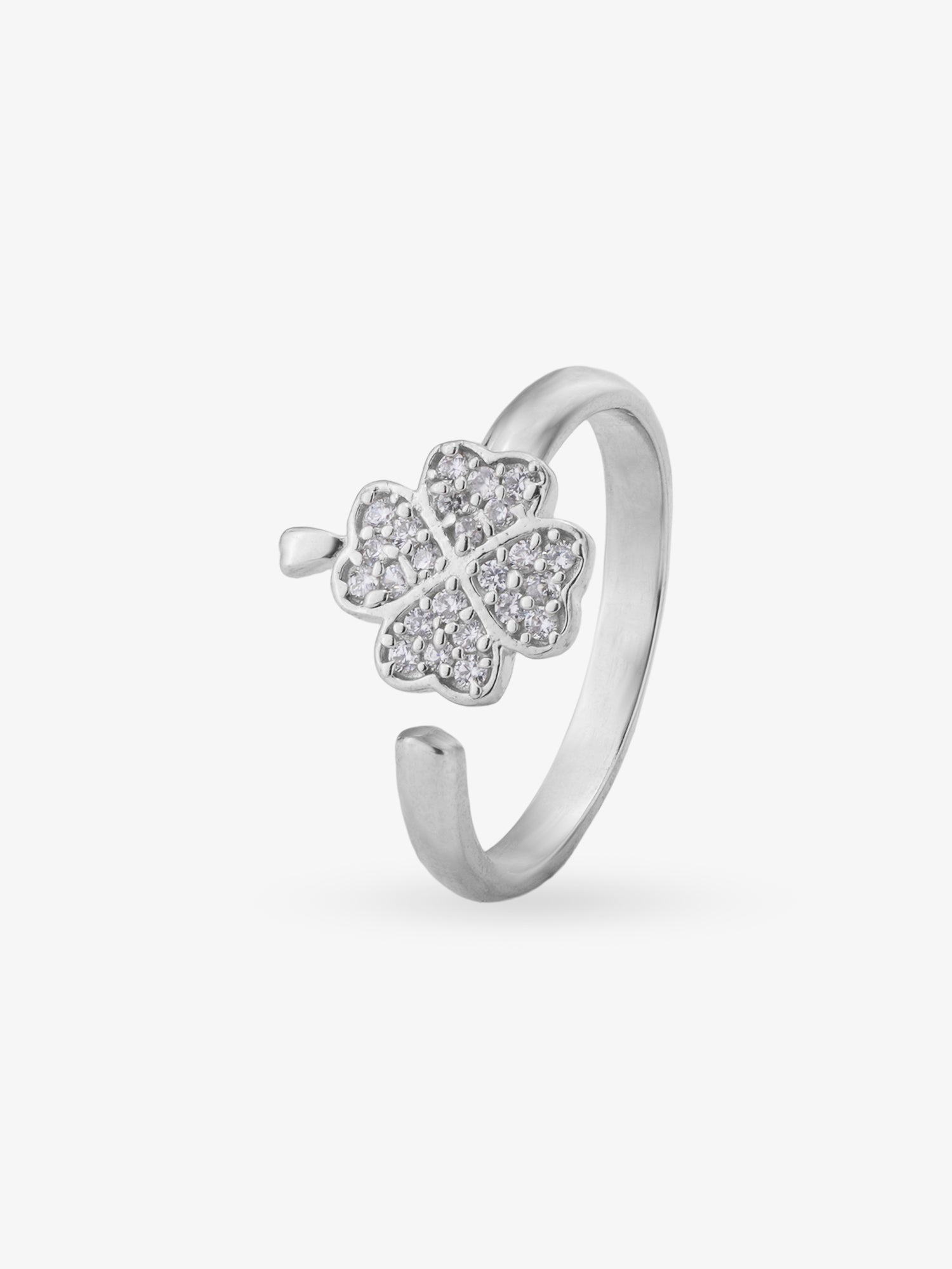 SIJA 925 Silver Clover Bloom Toe Ring sterling silver jewellery elegant front view traditional accessory for women