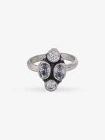 SIJA 925 Silver Cluster Antique Toe Ring oxidised silver jewellery elegant front view traditional accessory for women