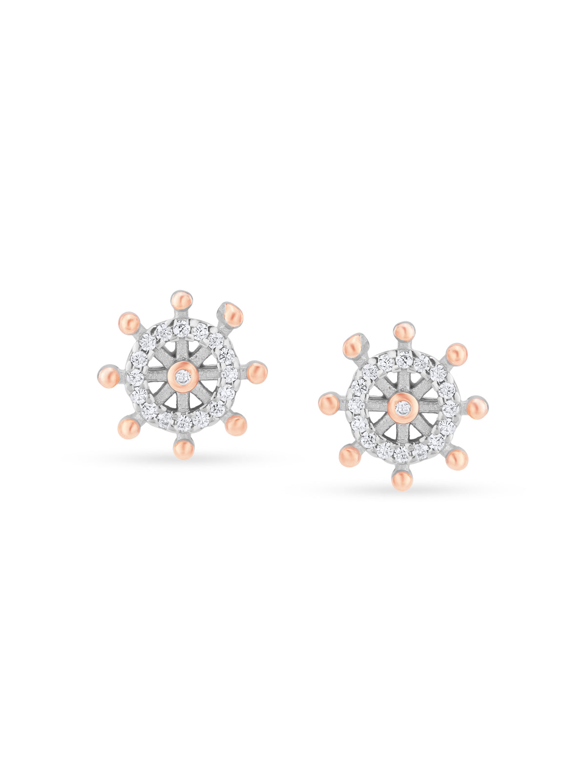 Detailed close up of SIJA Cluster Snowflake Stud showing sparkling zircon stones arranged in delicate snowflake motif craftsmanship