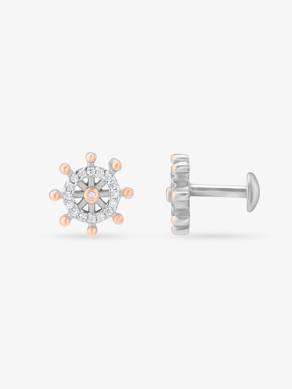 Side view of SIJA 925 Silver Cluster Snowflake Stud highlighting sleek silver setting with snowflake cluster charm