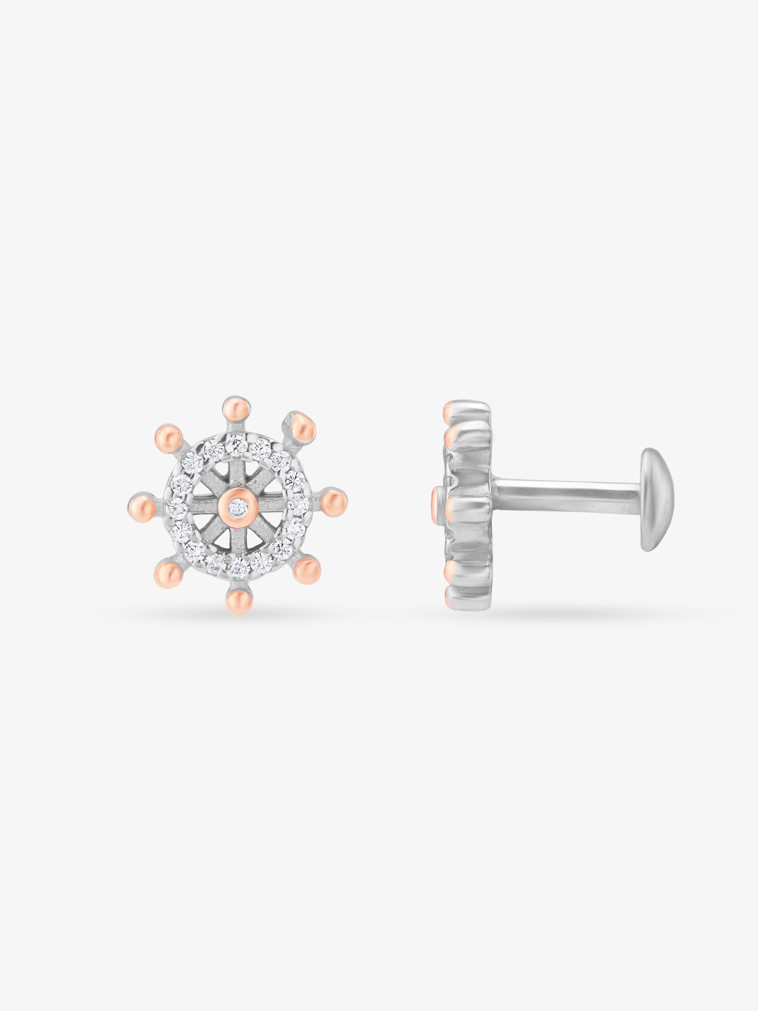 Side view of SIJA 925 Silver Cluster Snowflake Stud highlighting sleek silver setting with snowflake cluster charm