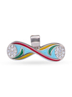 Close up SIJA 925 silver jewellery colorful infinity pendant handcrafted premium design versatile accessory for everyday wear and special occasions