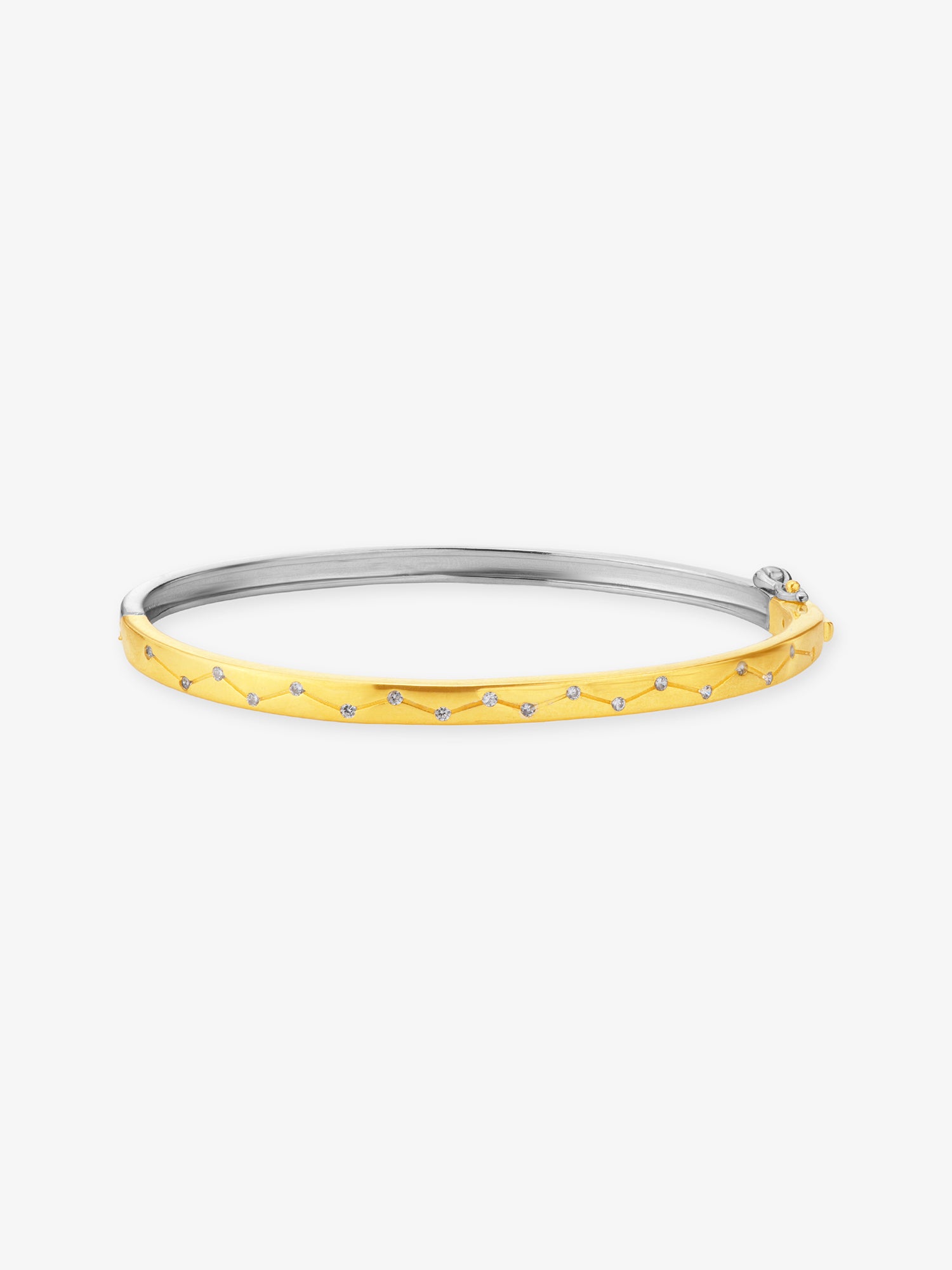 SIJA 925 Silver Dual Tone Constellation Stone Cuff Bracelet sterling silver jewellery elegant front view modern accessory for men and women