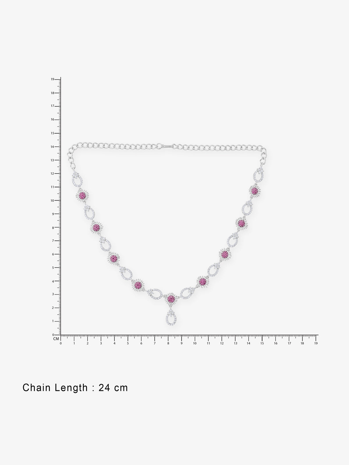 Reverse view of SIJA Crimson Bloom Necklace & Earrings showing BIS 925 hallmark certified sterling silver jewellery made in India