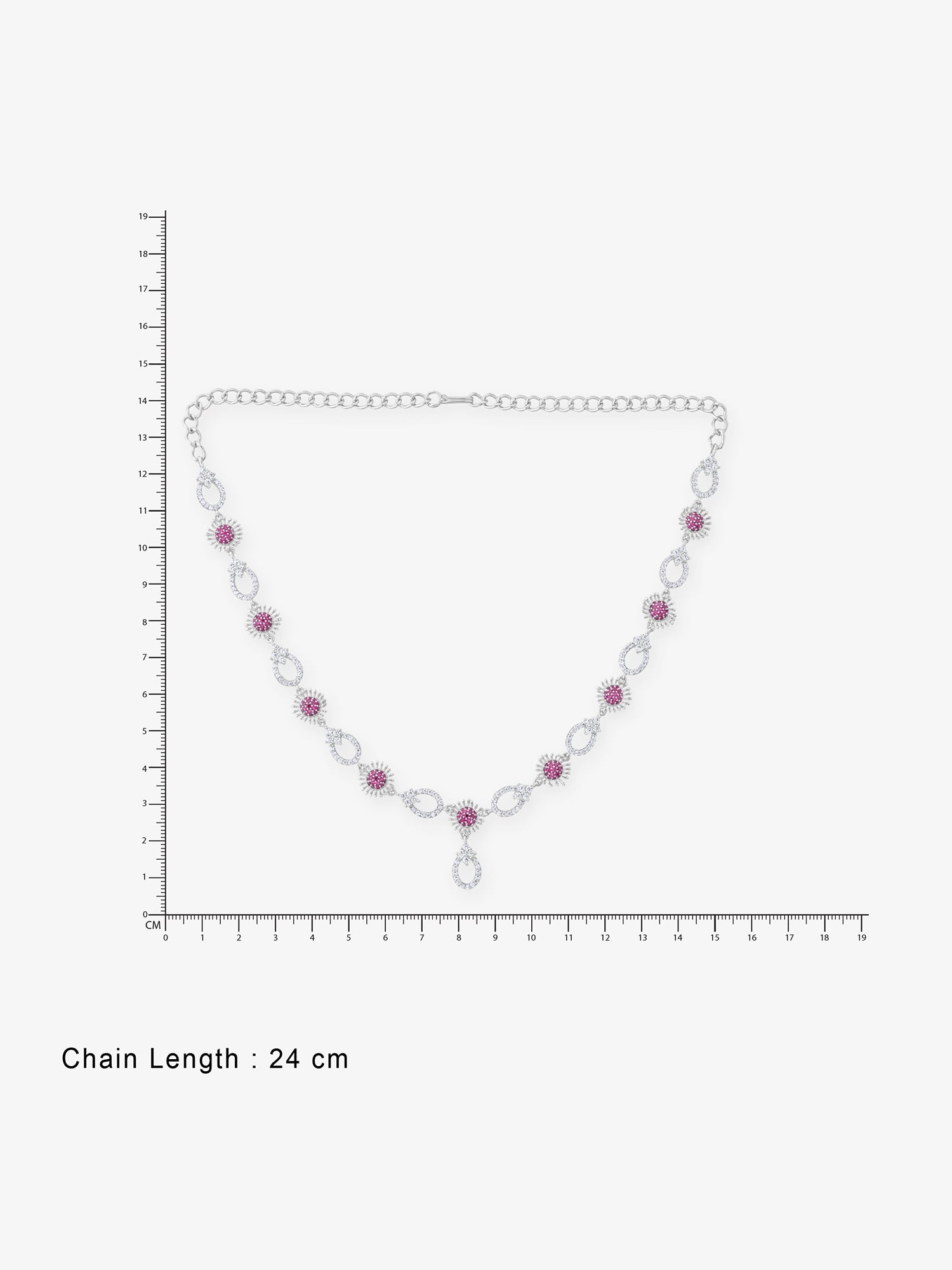 Reverse view of SIJA Crimson Bloom Necklace & Earrings showing BIS 925 hallmark certified sterling silver jewellery made in India