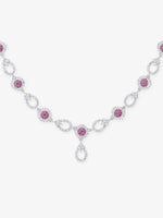 SIJA 925 Silver Crimson Bloom Necklace & Earrings elegant sterling silver womens jewellery accessory front view