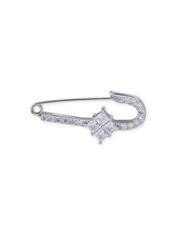 SIJA 925 Silver Crystal Sparkle Safety Pin sterling silver jewellery elegant accessory for women festive wear daily wear BIS hallmarked gift ready design