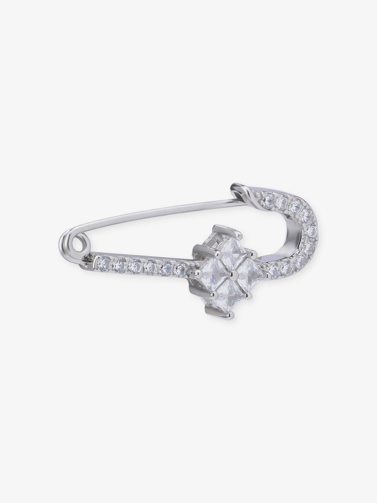 SIJA 925 Sterling Silver Crystal Sparkle Safety Pin jewellery full front hero view elegant accessory for women