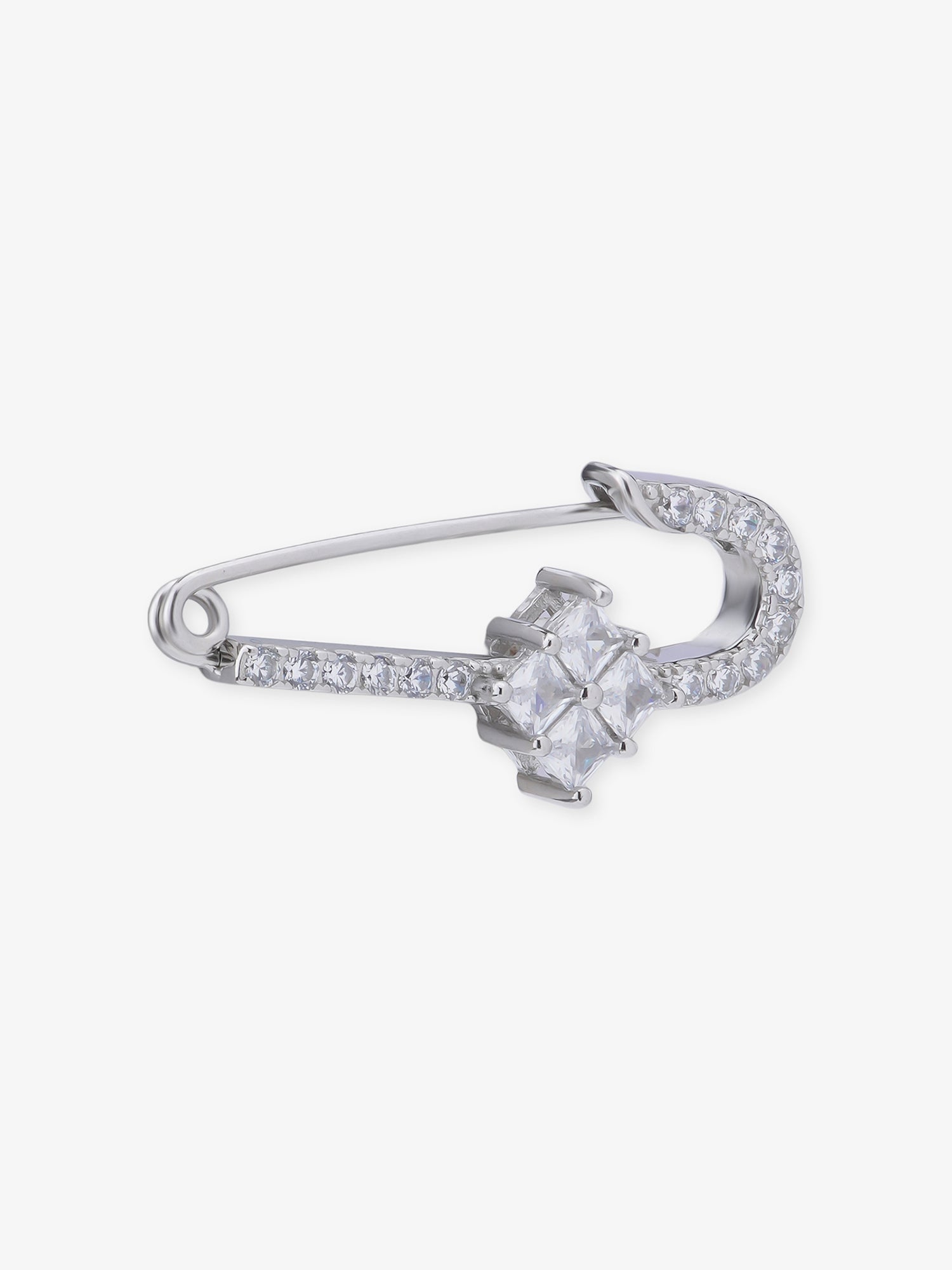 SIJA 925 Sterling Silver Crystal Sparkle Safety Pin jewellery full front hero view elegant accessory for women