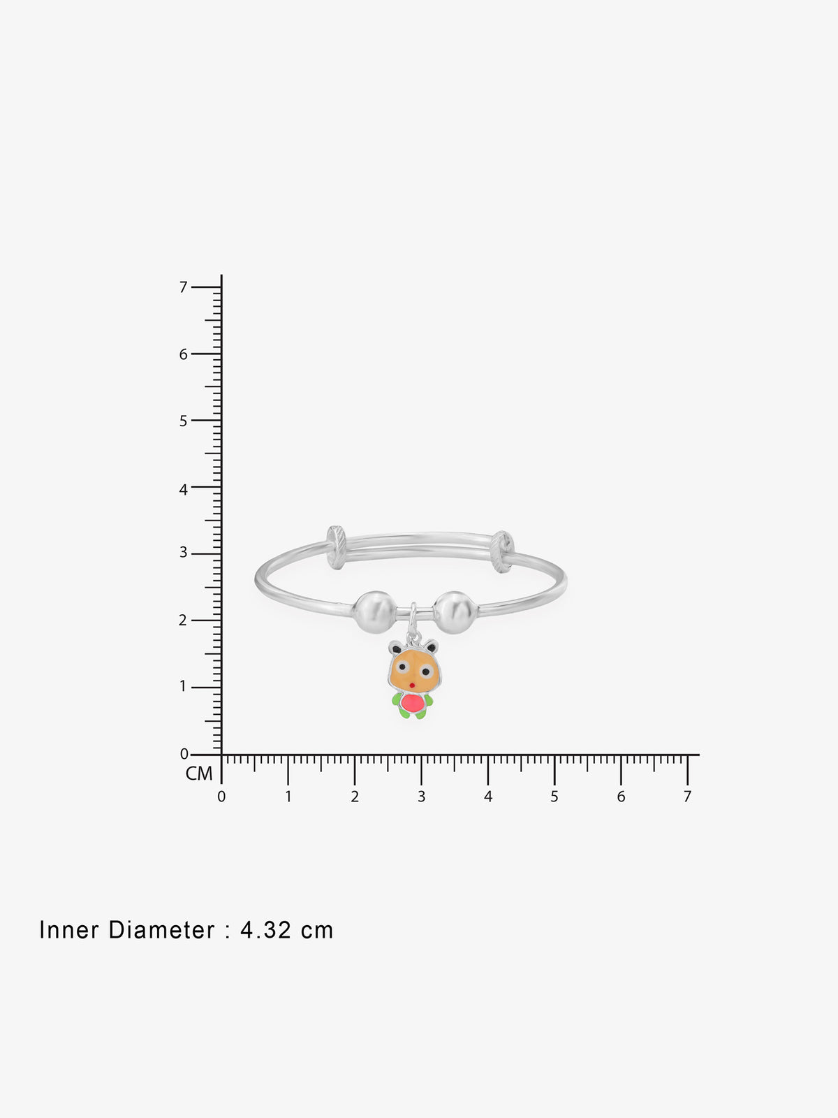 Reverse view of SIJA Kids Bracelet with Cute Panda Charm showing BIS 925 hallmark certified sterling silver jewellery made in India