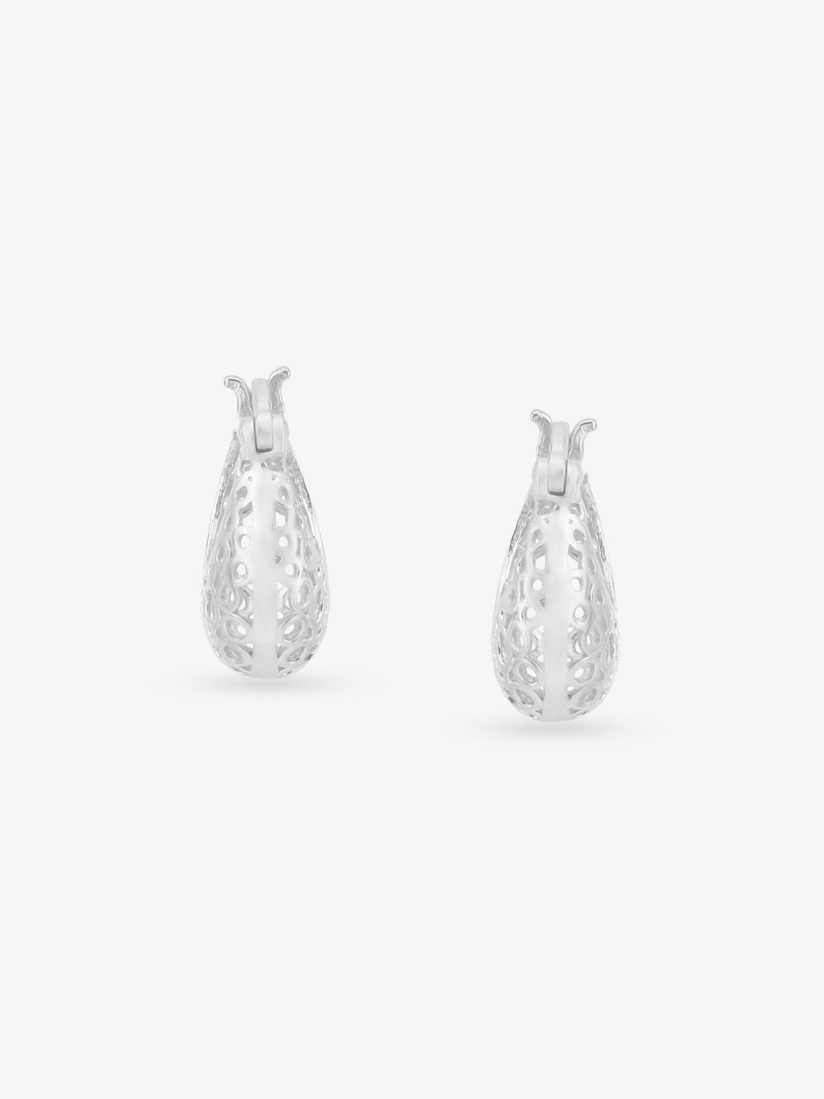 Side profile of SIJA 925 Silver Dew Drops Hoop Earrings showing durable sterling silver hoop artistry