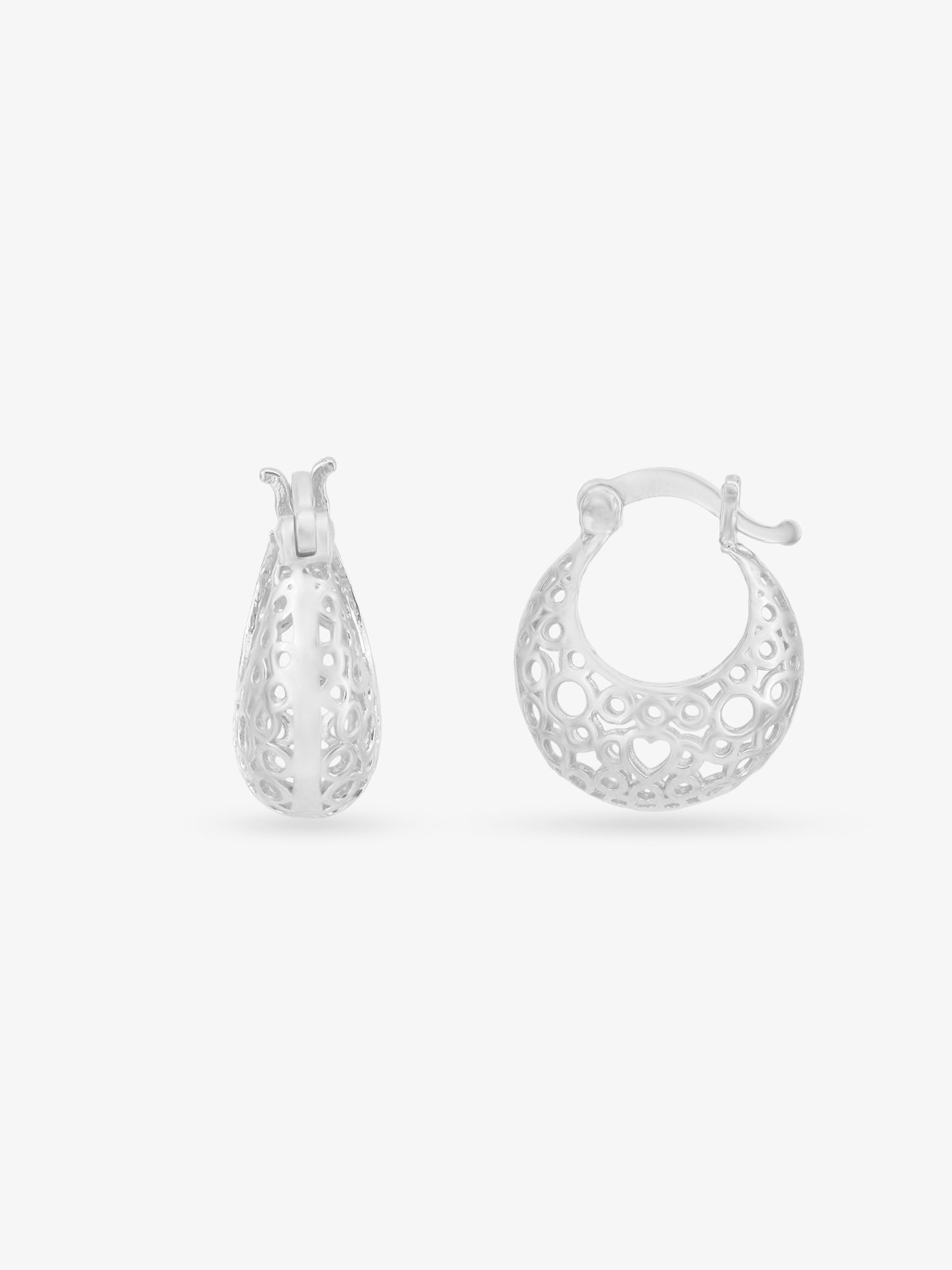 Detailed close up of SIJA 925 Silver Dew Drops Hoop Earrings highlighting delicate dew drop charm craftsmanship