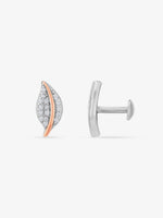 Side view of SIJA 925 Silver Dewdrop Leaves Stud highlighting sleek silver setting with dewdrop leaf charm