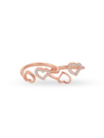 Detailed close up of SIJA 925 Silver Double Heart Stone Toe Rings highlighting sparkling double heart stone craftsmanship