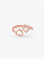 Detailed close up of SIJA 925 Silver Double Heart Stone Toe Rings highlighting sparkling double heart stone craftsmanship