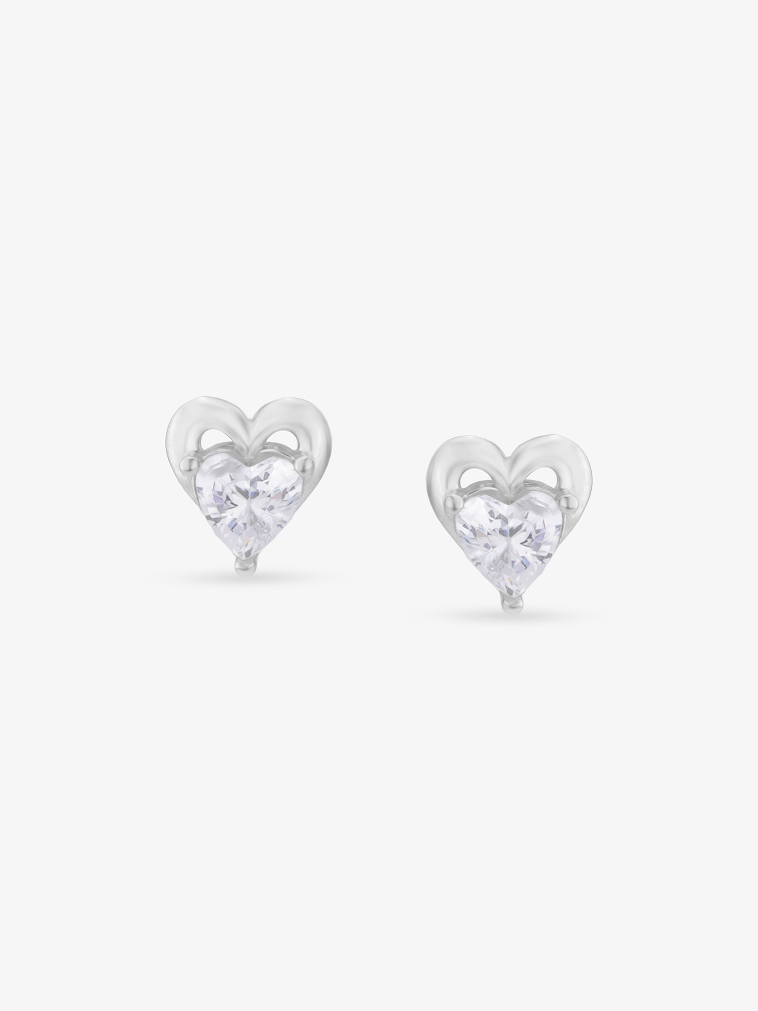 SIJA 925 Silver Double Heart Stoned Earrings sterling silver jewellery elegant dual heart design full front hero view accessory