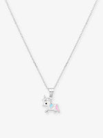 Close‑up of SIJA 925 silver Dreamer Unicorn Necklace showing unicorn pendant detailing and handcrafted sterling silver design