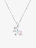 Close‑up of SIJA 925 silver Dreamer Unicorn Necklace showing unicorn pendant detailing and handcrafted sterling silver design
