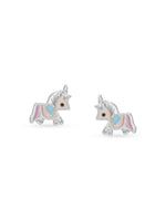 Detailed view of SIJA 925 silver Dreamer Unicorn Earrings highlighting whimsical unicorn motif and ornamental craftsmanship