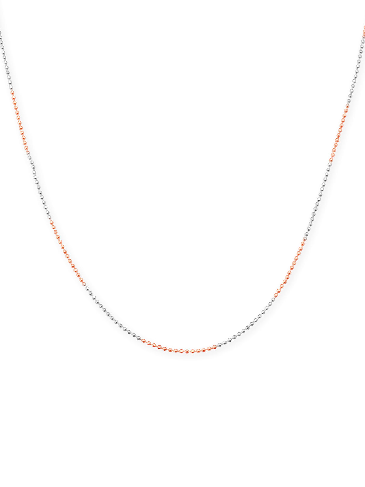 Detailed close up of SIJA 925 Silver Dual Tone Sleek Ball Chain showing sleek beads in silver and gold finish