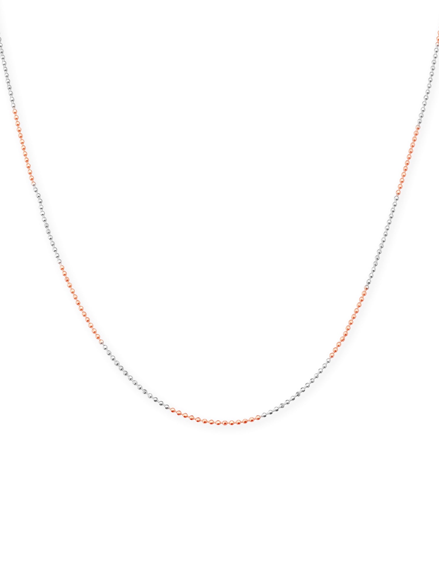 Detailed close up of SIJA 925 Silver Dual Tone Sleek Ball Chain showing sleek beads in silver and gold finish