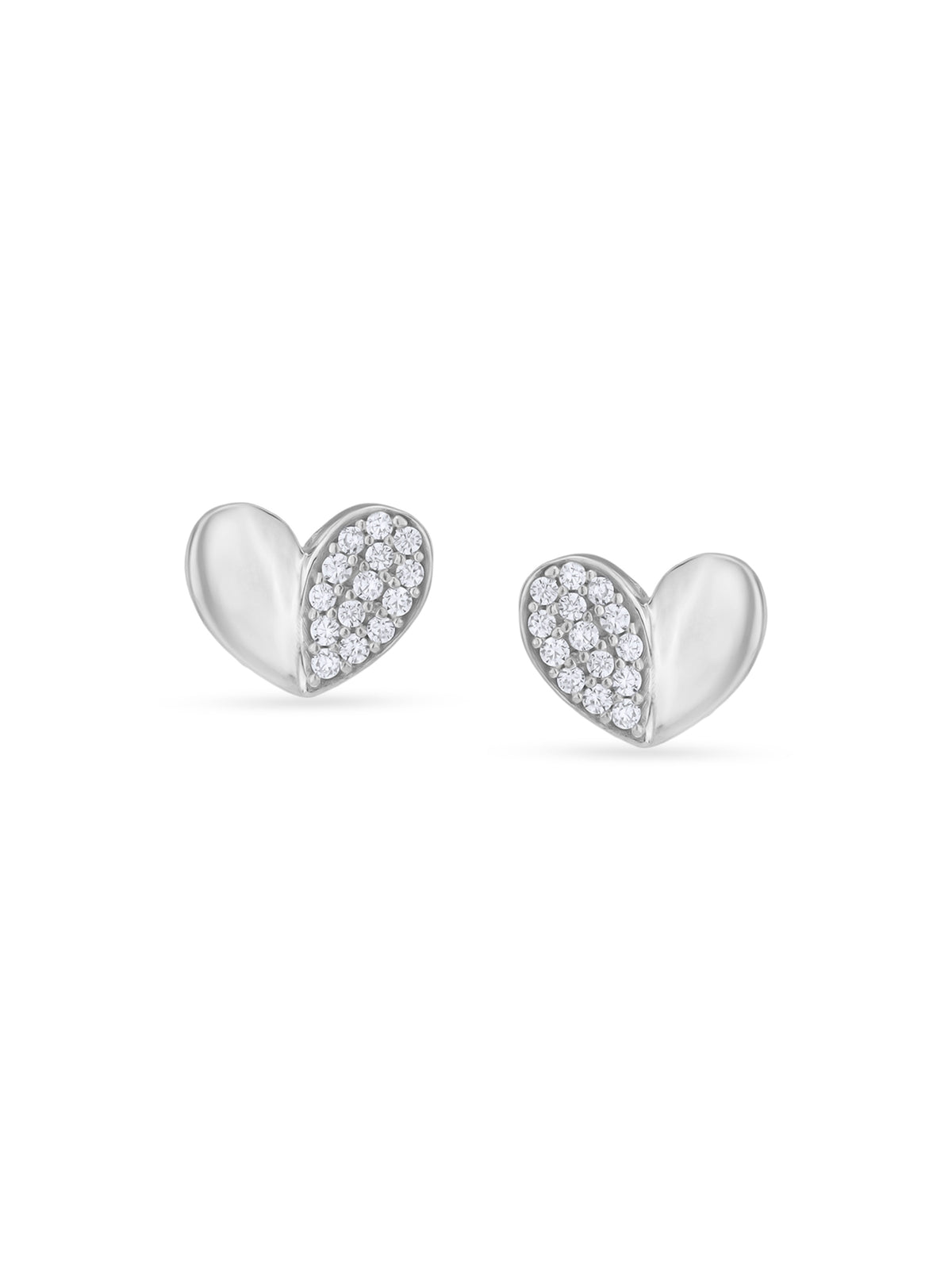 Detailed view of SIJA 925 Silver Duality Heart Studs highlighting ornamental finish polished sterling silver craftsmanship delicate heart motif