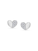 Detailed view of SIJA 925 Silver Duality Heart Studs highlighting ornamental finish polished sterling silver craftsmanship delicate heart motif
