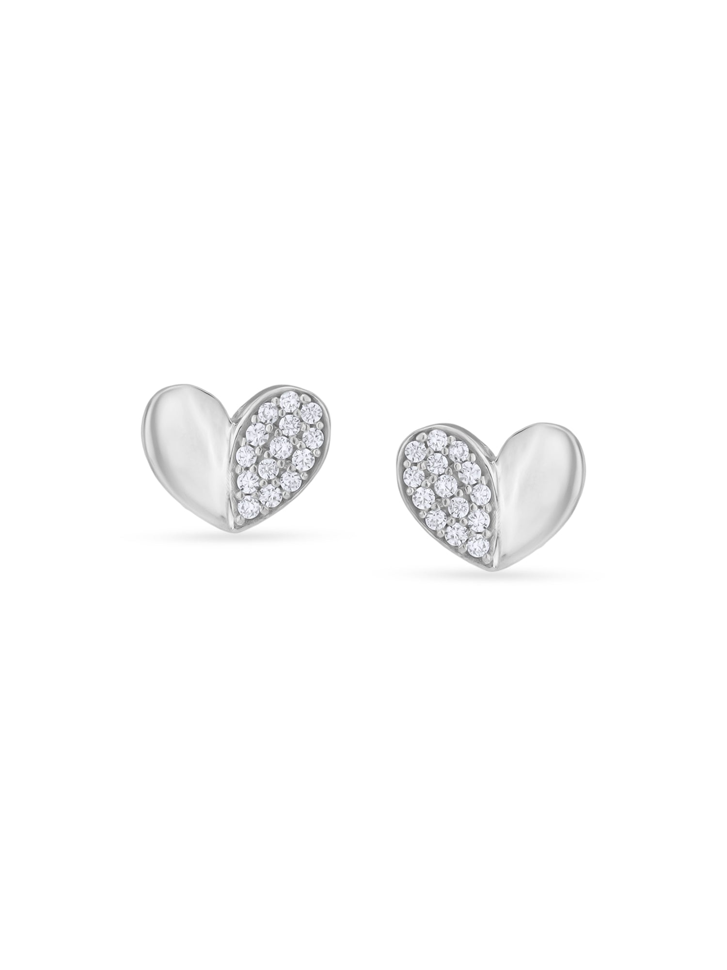 Detailed view of SIJA 925 Silver Duality Heart Studs highlighting ornamental finish polished sterling silver craftsmanship delicate heart motif